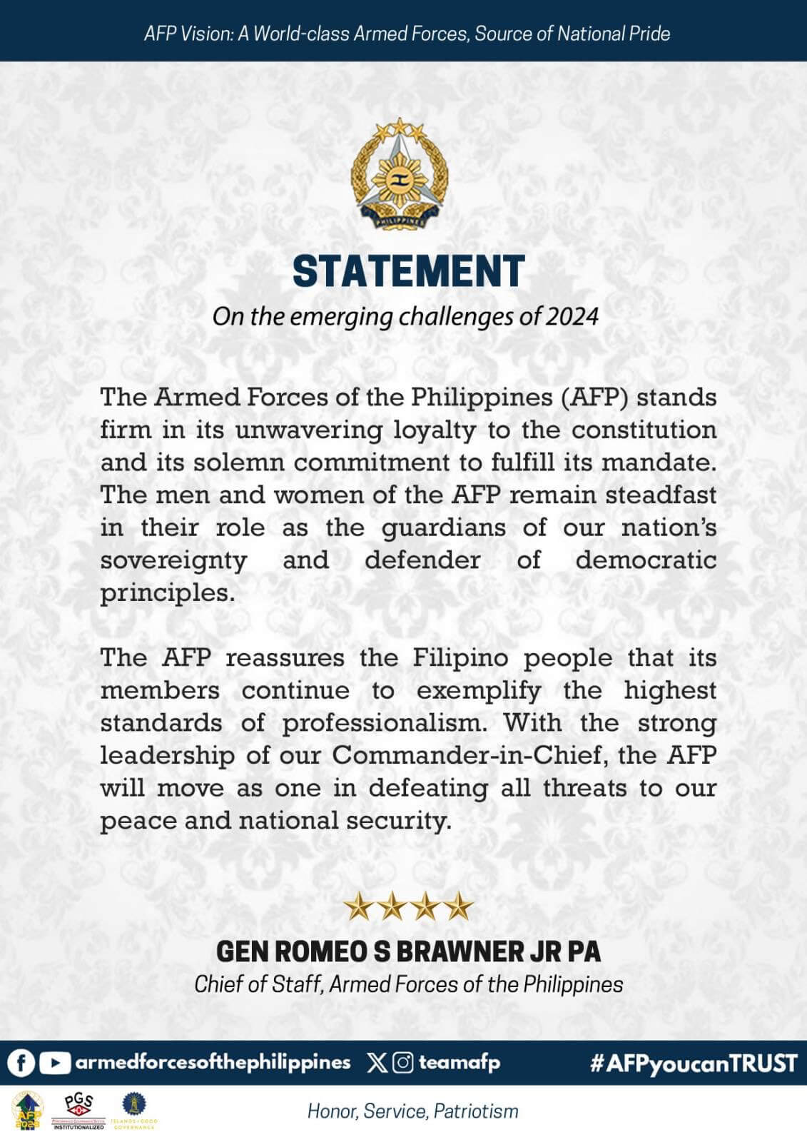 AFP Statement on the emerging challenges of 2024